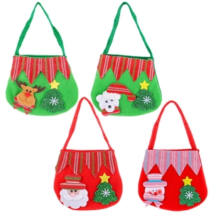 Set of four Christmas felt gift bags featuring Santa, Reindeer, Snowman, and Polar Bear