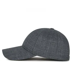 Side view of men's winter plaid baseball cap with warm crystal velvet lining detail