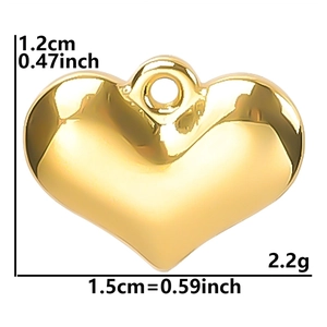Polished 18k gold plated heart pendant with 1.2cm height and 1.5cm width dimensions