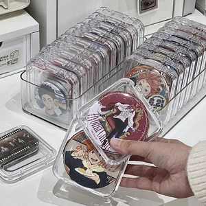 Transparent Acrylic Storage Box Jewelry Display Case Dustproof Organizer For Badges Press-on Nails Portable Small Square