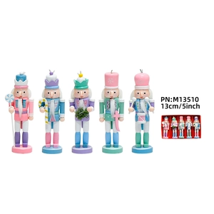 5-piece 13cm macaron nutcracker soldier set with Christmas wreaths and candy accessories