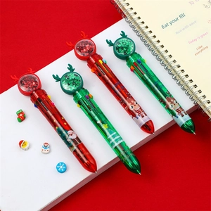 Stylos à bille Noël 10 couleurs avec motif Père Noël et embouts à paillettes