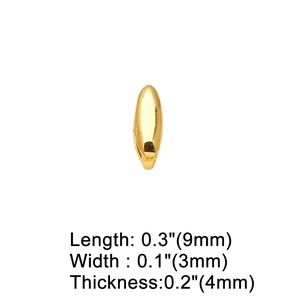Macro view of gold plated DIY jewelry charm pendant showing 9x3x4mm dimensions