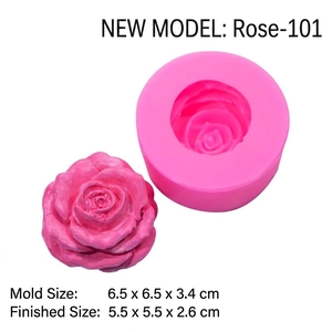Stampo in silicone a forma di rosa per resina o argilla con pezzo finito da 5,5 cm