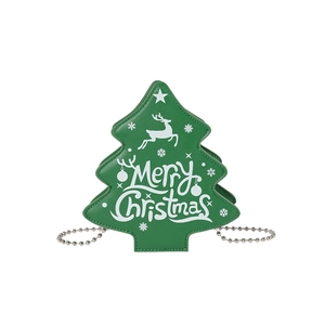 Creative Christmas tree shaped crossbody bag in green faux leather with a silver chain