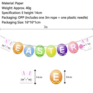 Happy Easter glitter banner set with colorful bunnies and carrots for holiday party decor