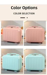 Mini valigie da trucco da 14 pollici rosa e verde menta con strisce verticali rigide