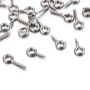 Bulk silver stainless steel eyelet screw hooks for DIY jewelry making accessories
