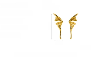 Detailed size specifications of 18k gold plated butterfly wing stainless steel earrings
