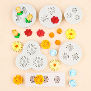 3D-Blumen-Silikonform-Set für Fondant und DIY-Bastelarbeiten mit Rosen- und Tulpenformen