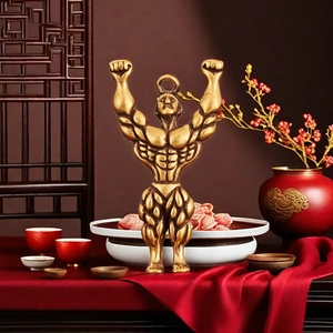 Creative handmade brass bodybuilding man keychain with muscular aesthetic metal finish