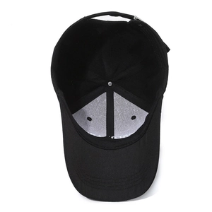 Classic black cotton baseball cap with adjustable metal buckle and curved brim design