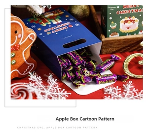 Weihnachten Apfel Süßigkeiten Geschenkbox Cartoon Muster tragbare Papierschachtel für Party.