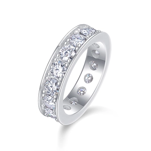 S925 sterling silver eternity ring featuring brilliant round-cut moissanite stones