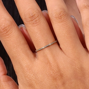 Minimalist 18K gold-plated stainless steel ring with micro-pave cubic zirconia stones