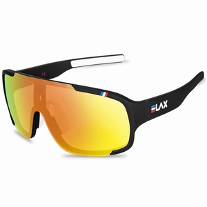 AVIP cycling goggles with matte black frame and orange UV400 mirrored lenses