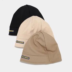 Winter waffle knit beanie hats in black, beige and coffee with thermal fleece lining