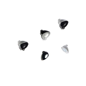 Five magnetic heart-shaped acorn clasps in silver and black metal for DIY jewelry making
