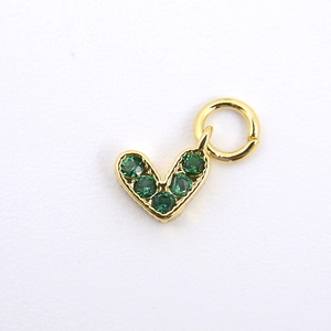 Golden heart pendant with green zircon gemstone for DIY necklace and earring making