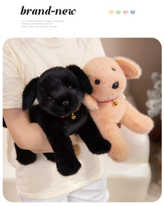 Détails de peluches golden retriever noires et kaki avec clochettes rouges
