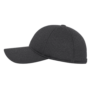 Insulated men's winter baseball cap with ear protection in charcoal grey textured fabric