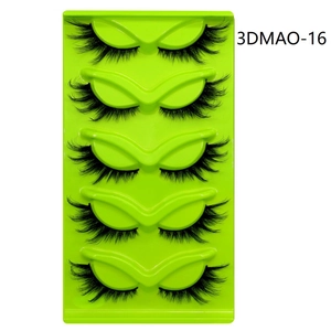 Set of 5 pairs of 3D cat eye false eyelashes with thick long winged ends model 3DMAO-16