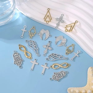 Vintage alloy cross and angel wing charms for DIY bracelet and earring making