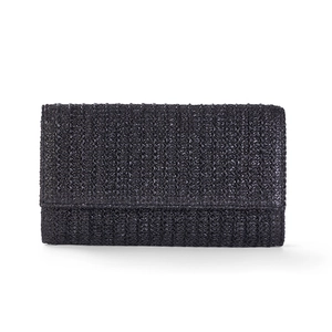 Elegant black woven straw crossbody bag and clutch for women minimalist summer vacation style