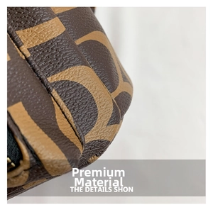 Close-up of premium brown leather with C-pattern texture and detailed stitching on the bag