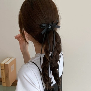 Barrette à cheveux style ballet avec fleur argentée et ruban rose noir pour femmes