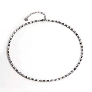 Stainless steel tennis necklace with black and white cubic zirconia stones and lobster clasp