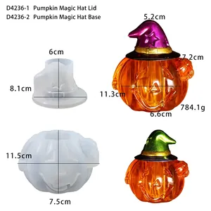 Moule en silicone pour pots de bougies citrouille d'Halloween avec couvercle chapeau