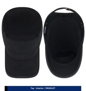 Détail d'une casquette militaire noire avec œillets métalliques et sangle réglable