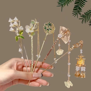 Pic À Cheveux Style Chinois Vintage Fleur Muguet Alliage Gland Künstliche Perle Épingle À Cheveux Pour Femmes Accessoire Élégant Hanfu