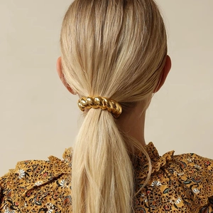 Support de queue de cheval en métal doré torsadé, accessoire pour cheveux blonds