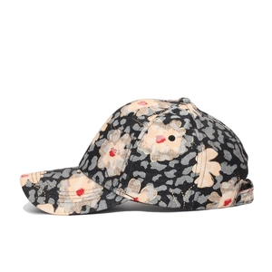 Casquette de baseball tendance à imprimé fleuri et léopard avec visière incurvée pour le soleil