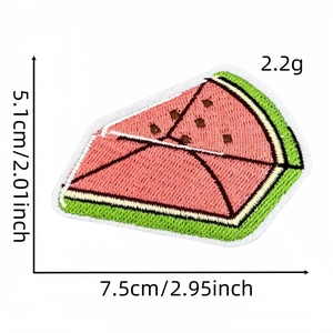 Cartoon watermelon slice embroidery patch with dimensions for clothing and bag repair