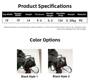 Detailed size guide and measurements for the Y2K crossbody bag with punk cross decor