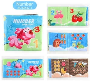 Detailed views of baby soft cloth book for learning numbers 1 to 8 with cartoon animals