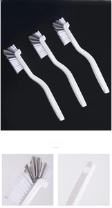 Set di 3 spazzole da cucina bianche a forma di L con setole rigide per pulizia fessure