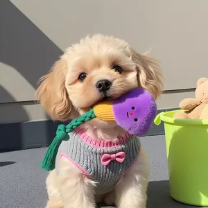 Dog Squeaky Toy Light Bulb Shaped Plush Cotton Rope Teething Durable Chew Toy For Small Medium Puppy