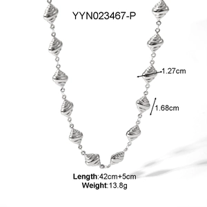 Silver titanium steel necklace with textured conch pendants and length specifications