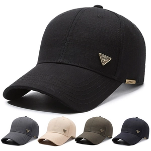 Cotton Baseball Cap With Metal Sport Badge Adjustable Strap Sunshade Outdoor Casual Golf Hat For Men And Women
