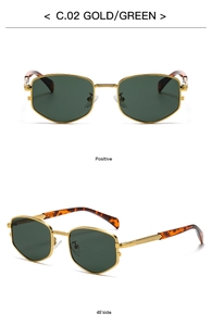 Front and 45-degree side view of vintage diamond-frame metal sunglasses with tortoise temples