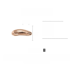 Detail view of metallic long water drop brooch with dimensions 3.1cm width and 5cm height