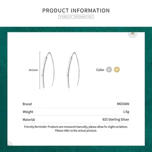 Minimalist S925 sterling silver curved line drop earrings in gold and silver finish