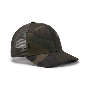 Outdoor camouflage mesh trucker hat with breathable fabric and classic curved brim