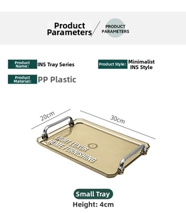 Rectangle amber serving tray with silver handles showing 30x20x4cm dimensions