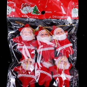 Set of 6 red Santa Claus figurines in transparent packaging for Christmas tree decoration