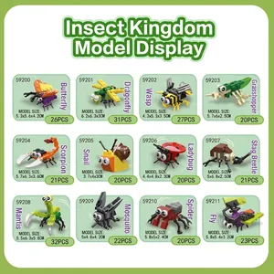 Collection of 12 creative insect building blocks including butterfly and dragonfly sets
